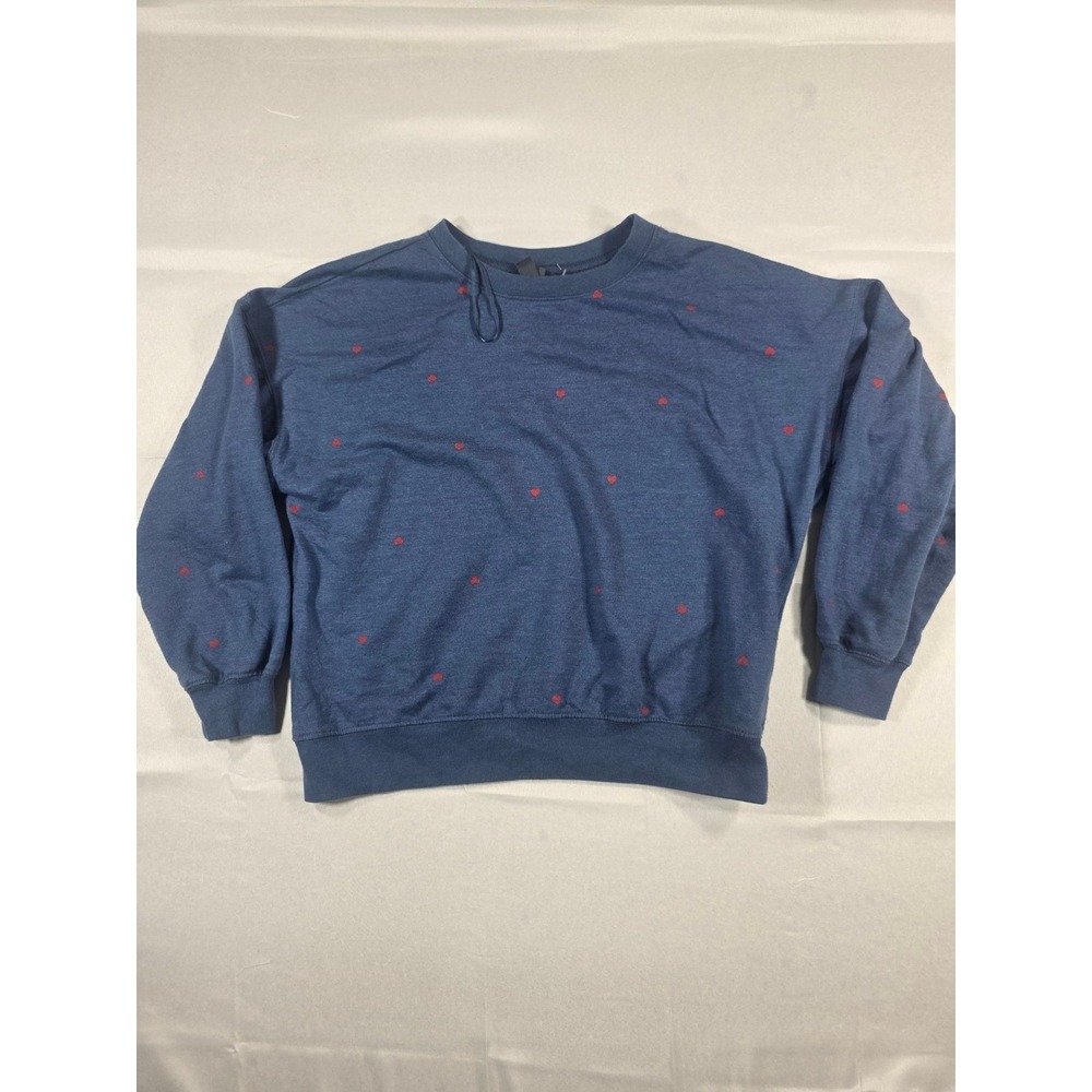 Alaya Blue Heart Print Sweatshirt Size S